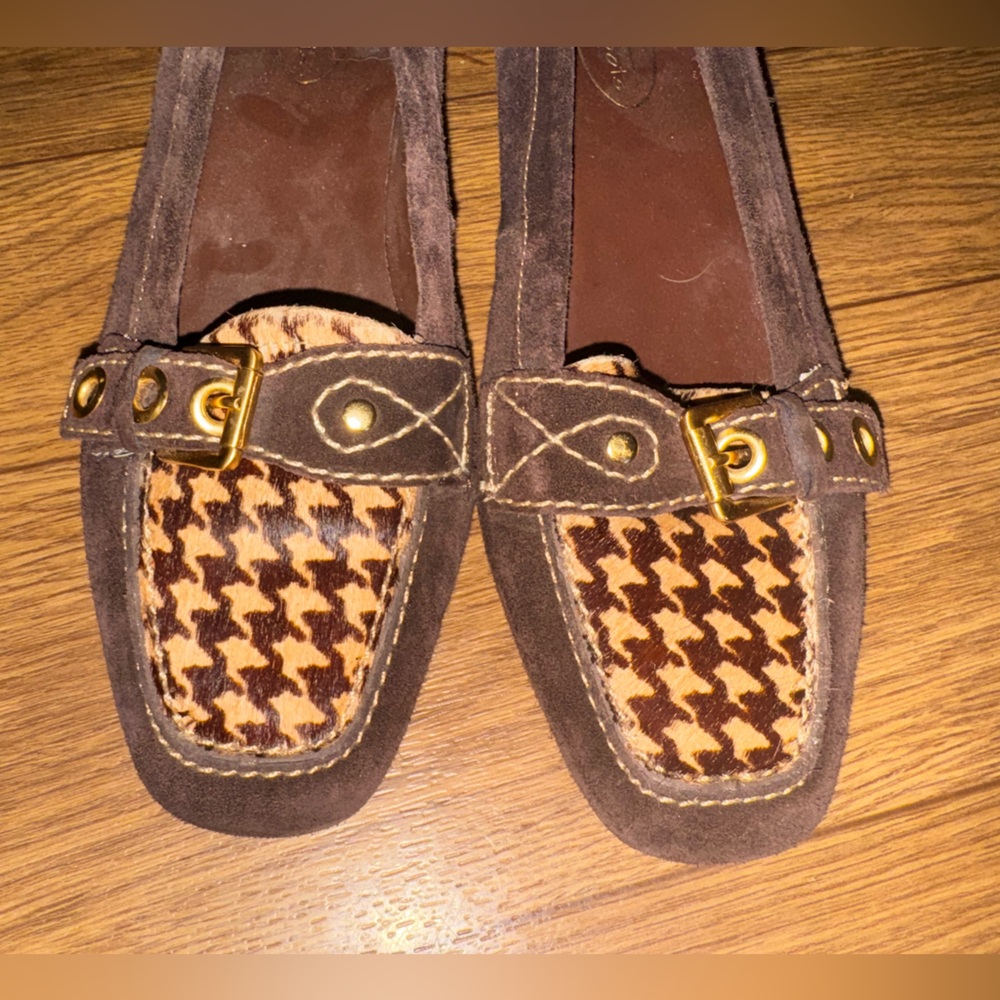 Talbots Two Tone Brown Suede and Calf Hair Loafer size 8 - Picture 2 of 9